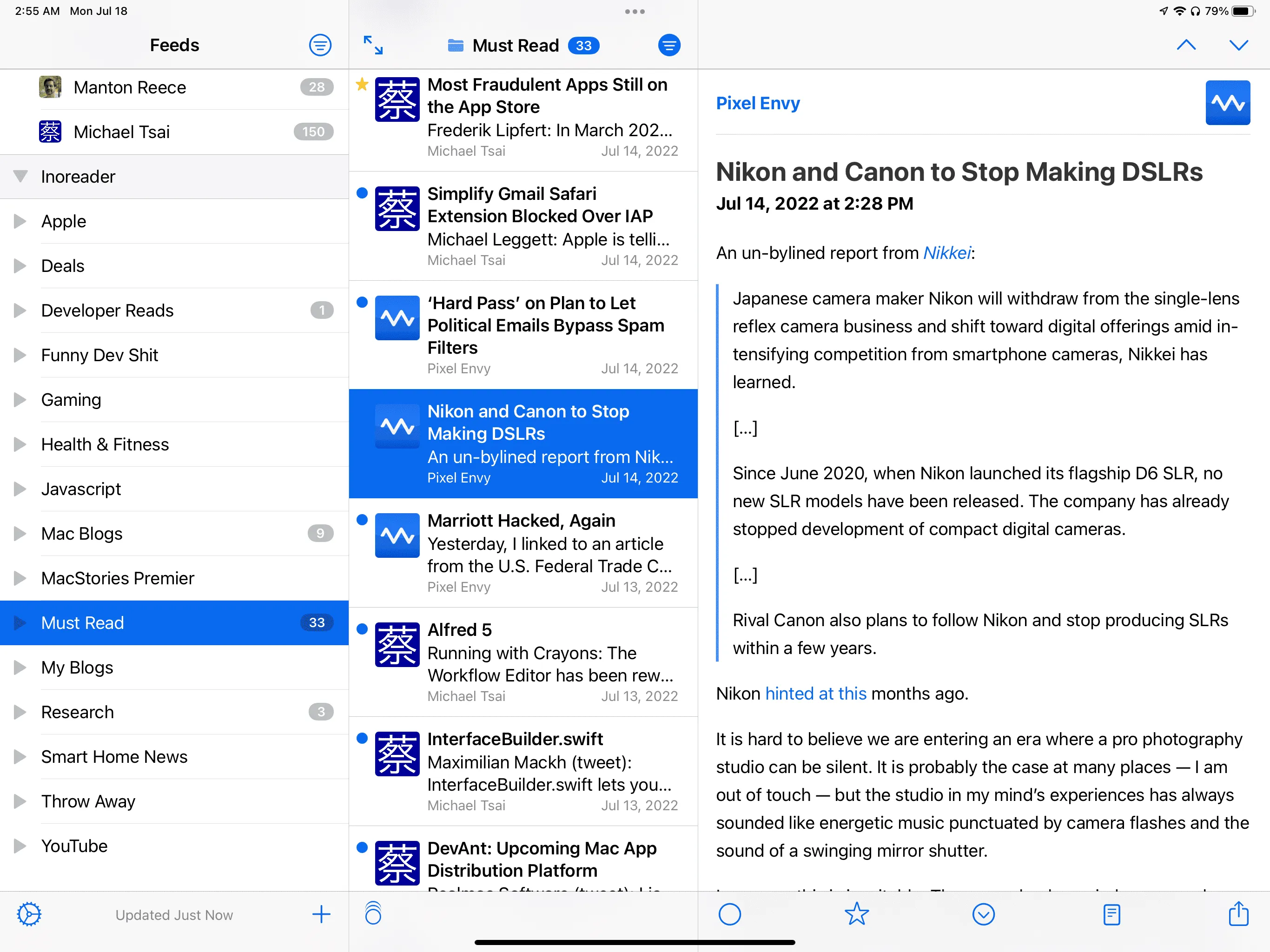 NetNewsWire iPad light mode