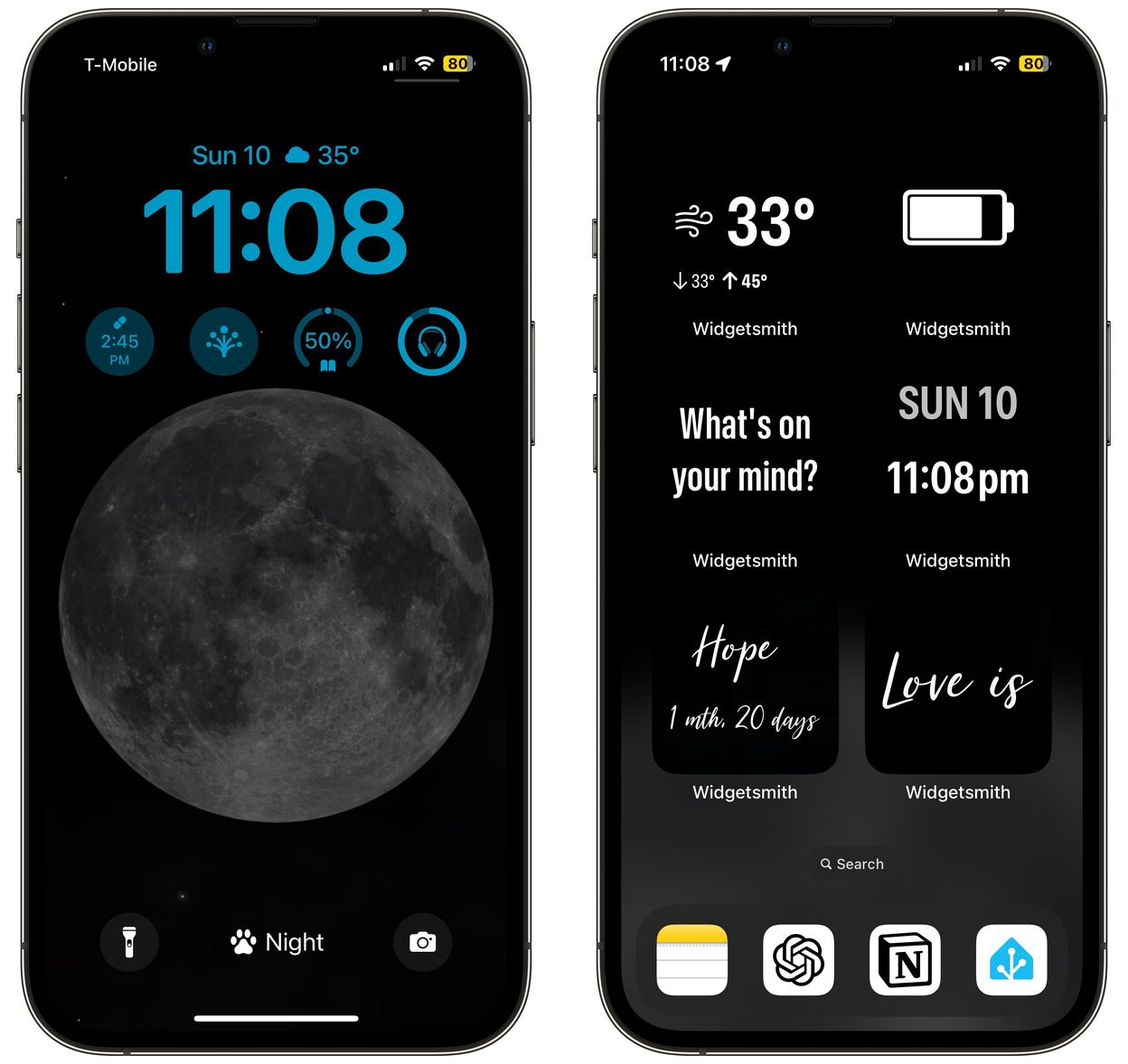 Screenshot of homescreens